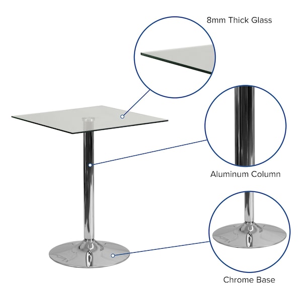 Flash Furniture Square 23.75" W, 23.75" L, 30" H, Glass, White - CH-4-GG