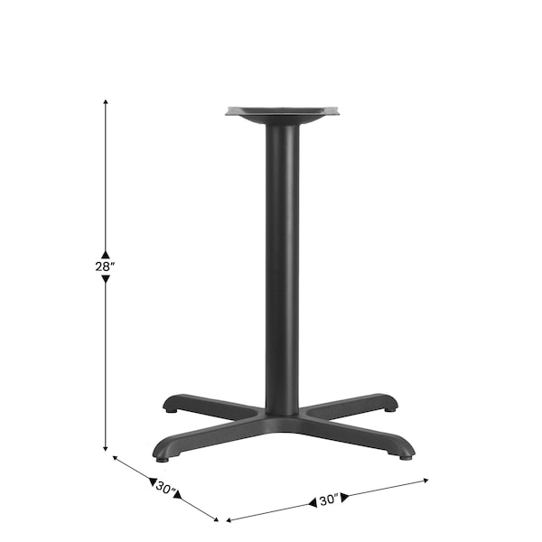 Flash Furniture Restaurant Table X-Base with 3" Dia. Tab, 30" W, 30" L, 28.5" H, Cast Iron, Iron, Black - XU-T3030-GG