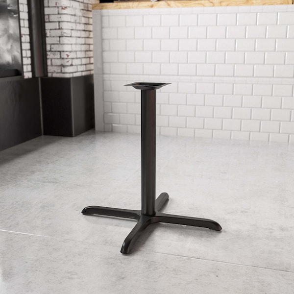 Flash Furniture Restaurant Table X-Base with 3" Dia. Tab, 30" W, 30" L, 28.5" H, Cast Iron, Iron, Black - XU-T3030-GG