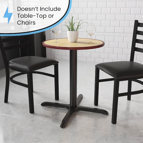 Flash Furniture Restaurant Table X-Base with 3" Dia. Tab, 30" W, 30" L, 28.5" H, Cast Iron, Iron, Black - XU-T3030-GG