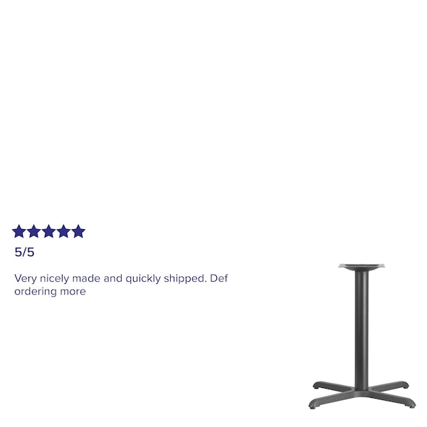 Flash Furniture Restaurant Table X-Base with 3" Dia. Tab, 30" W, 30" L, 28.5" H, Cast Iron, Iron, Black - XU-T3030-GG