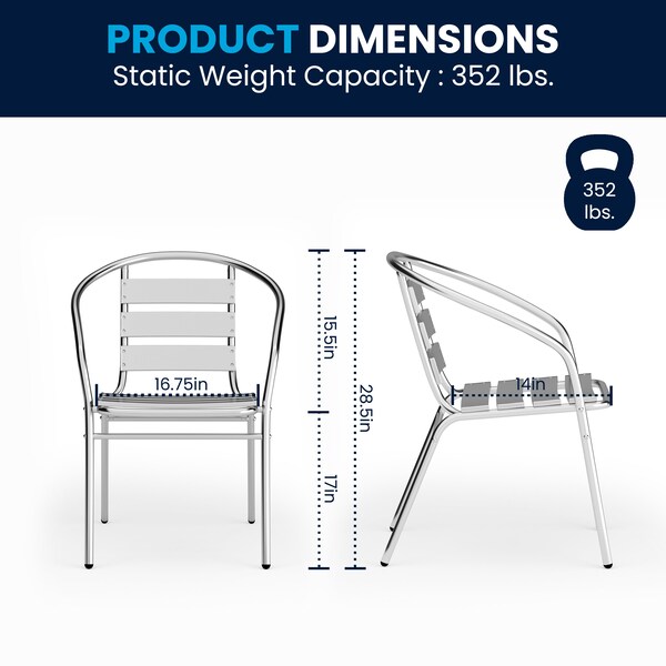 Flash Furniture Square Table Set, 27.5 W, 27.5 L, 27.5 H, Aluminum, Plastic, Stainless Steel, Grey - TLH-ALUM-28SQ-017BCHR4-GG
