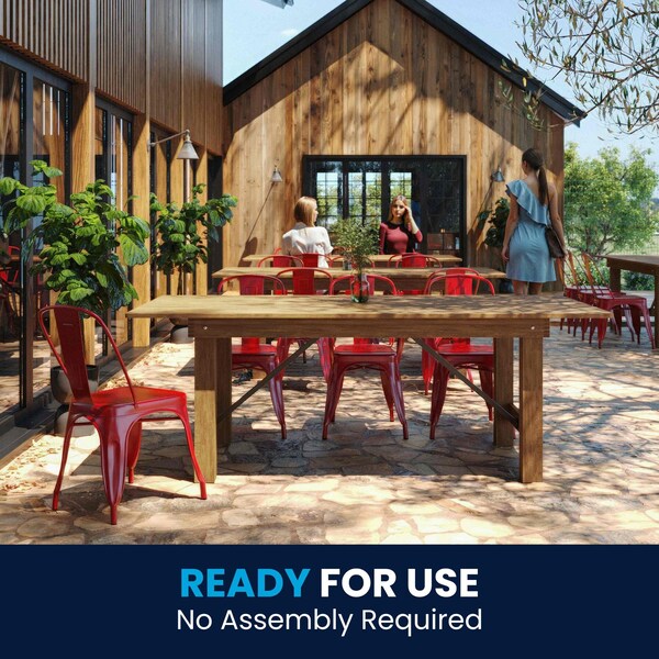 Flash Furniture Rectangle FarmTable, Antique, Rustic, Foldng, 84"X40", 40" W, 84" L, 30" H, Wood, Wood Grain - XA-F-84X40-GG