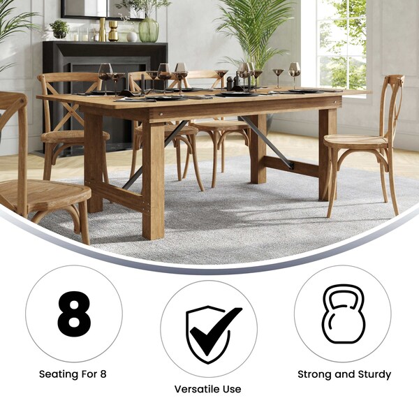 Flash Furniture Rectangle FarmTable, Antique, Rustic, Foldng, 84"X40", 40" W, 84" L, 30" H, Wood, Wood Grain - XA-F-84X40-GG