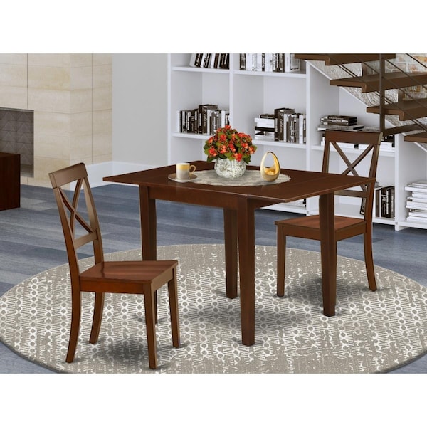East West Furniture 3 Piece Norden Kitchen Table Set - Mahogany - NDBO3-MAH-W