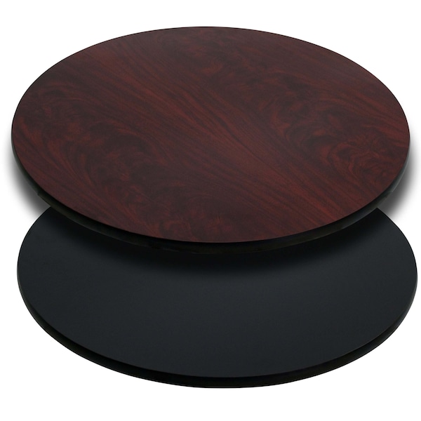 Flash Furniture Round Round Table Top with Black or Mahogany R, 42" W, 42" L, 1.125" H, Mahogany - XU-RD-42-MBT-GG
