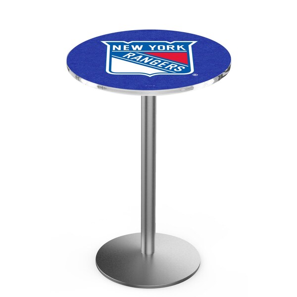 Holland Bar Stool Co 36" Stainless Steel New York Rangers Pub Table, 36" dia. Top - L214S3636NYRANG