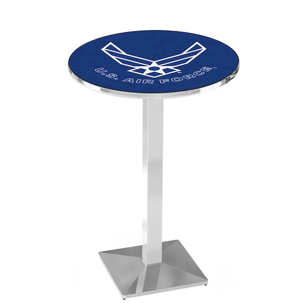 Holland Bar Stool Co 36" Chrome U.S. Air Force Pub Table - L217C3628AIRFOR