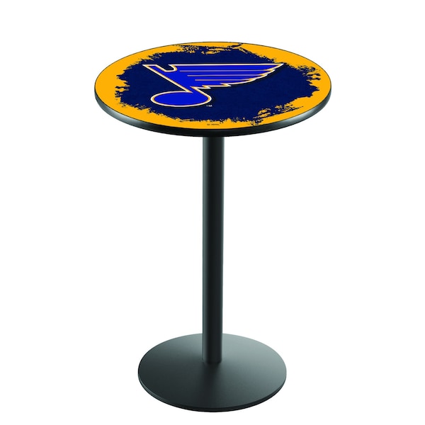 Holland Bar Stool Co 36" Blk Wrinkle St Louis Blues Pub Table - L214B3628STLBLU