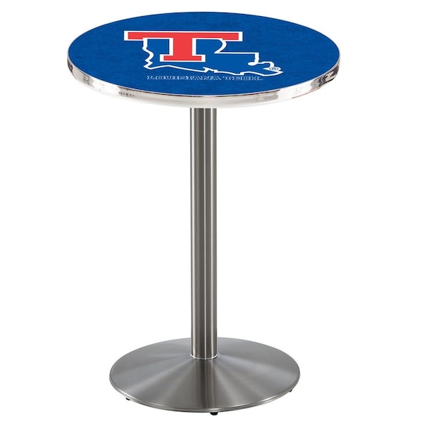 Holland Bar Stool Co 36" Stainless Steel Louisiana Tech Pub Table, 36" dia. Top - L214S3636LATECH