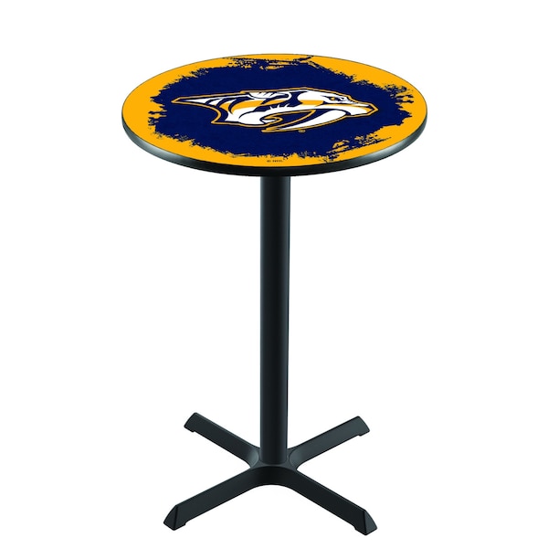 Holland Bar Stool Co 36" Blk Wrinkle Nashville Predators Pub Table - L211B3628NSHPRE