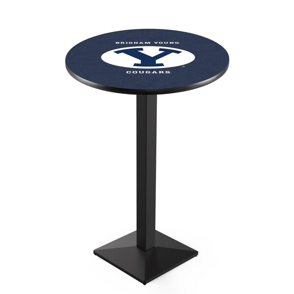 Holland Bar Stool Co 36" Blk Wrinkle Brigham Young Pub Table, 36" dia. Top - L217B3636BRIGYN