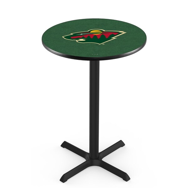 Holland Bar Stool Co 42" Blk Wrinkle Minnesota Wild Pub Table, 36" dia. Top - L211B4236MINWLD