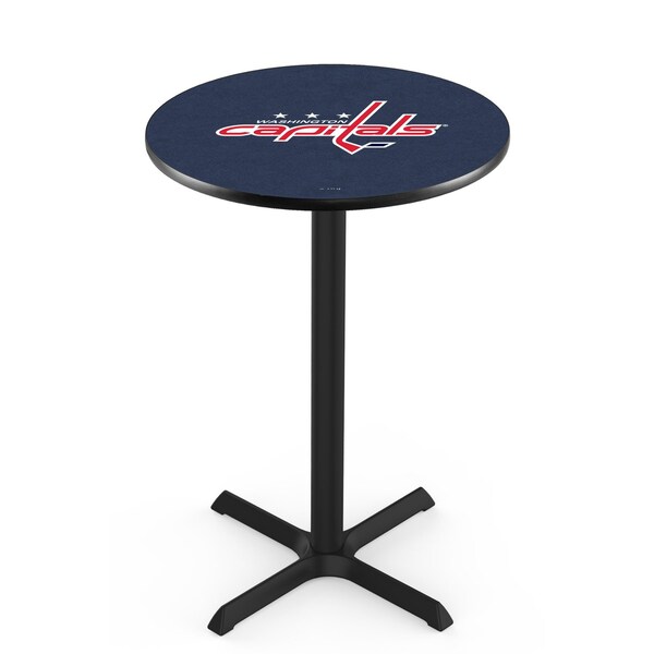Holland Bar Stool Co 42" Blk Wrinkle Washington Capitals Pub Table, 36" dia. Top - L211B4236WSHCAP