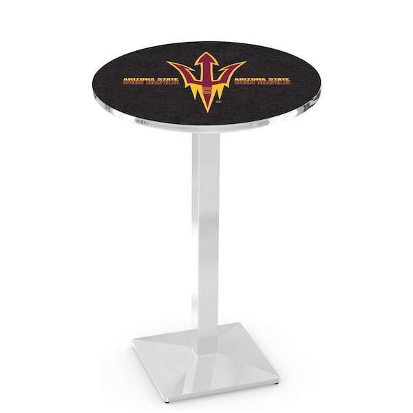 Holland Bar Stool Co 42" Chrome Arizona State Pub Table, Pitchfork, 36" dia. Top - L217C4236ARIZST-F