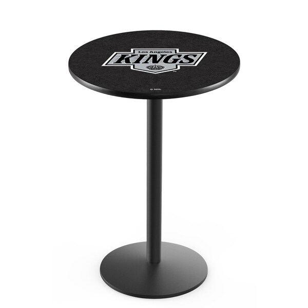Holland Bar Stool Co 42" Blk Wrinkle Los Angeles Kings Pub Table, 36" dia. Top - L214B4236LAKING