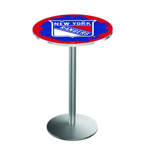 Holland Bar Stool Co 42" Stainless Steel New York Rangers Pub Table - L214S4228NYRANG