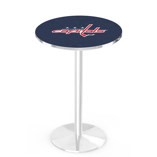 Holland Bar Stool Co 36" Chrome Washington Capitals Pub Table, 36" dia. Top - L214C3636WSHCAP