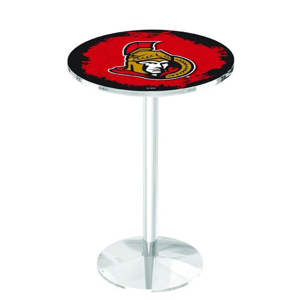 Holland Bar Stool Co 36" Chrome Ottawa Senators Pub Table - L214C3628OTTSEN