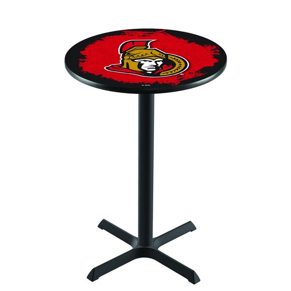 Holland Bar Stool Co 36" Blk Wrinkle Ottawa Senators Pub Table - L211B3628OTTSEN