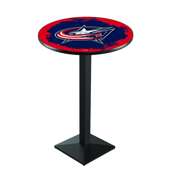 Holland Bar Stool Co 36" Blk Wrinkle Columbus Blue Jackets Pub Table - L217B3628COLBLU