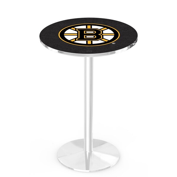 Holland Bar Stool Co 36" Chrome Boston Bruins Pub Table, 36" dia. Top - L214C3636BOSBRU