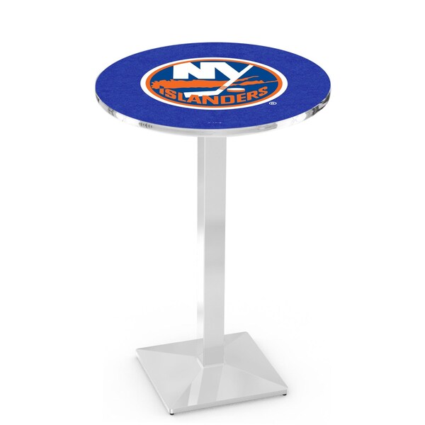 Holland Bar Stool Co 42" Chrome New York Islanders Pub Table, 36" dia. Top - L217C4236NYISLN