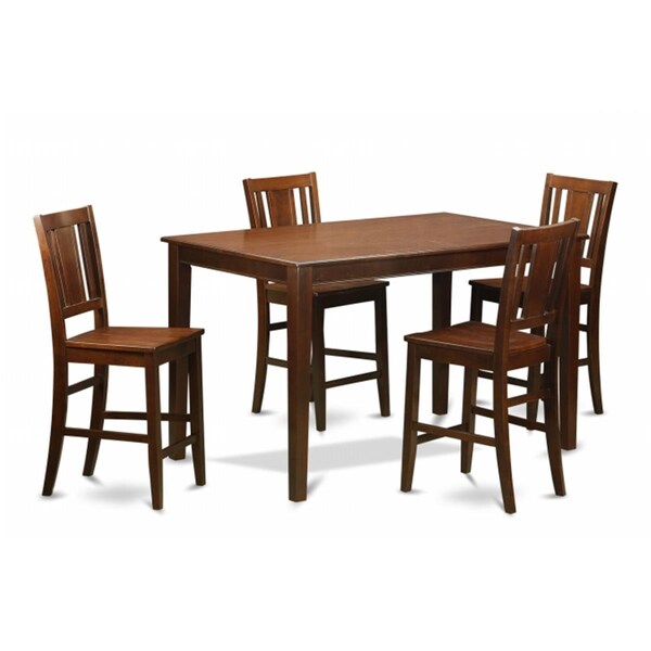 East West Furniture 5 Piece Counter Height Table Set-Pub Table and 4 Counter Height Chair - DUBU5H-MAH-W