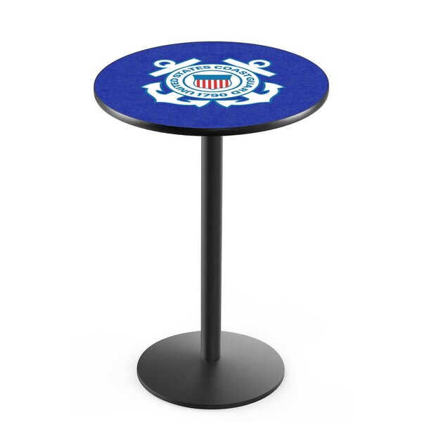 Holland Bar Stool Co 42" Blk Wrinkle U.S. Coast Guard Pub Table, 36" dia. Top - L214B4236CSTGRD