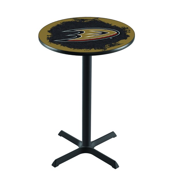 Holland Bar Stool Co 36" Blk Wrinkle Anaheim Ducks Pub Table - L211B3628ANADKS