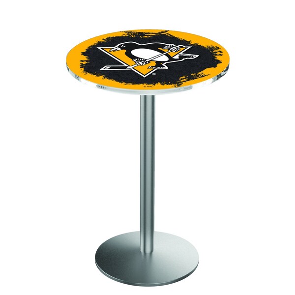 Holland Bar Stool Co 36" Stainless Steel Pittsburgh Penguins Pub Table - L214S3628PITPEN