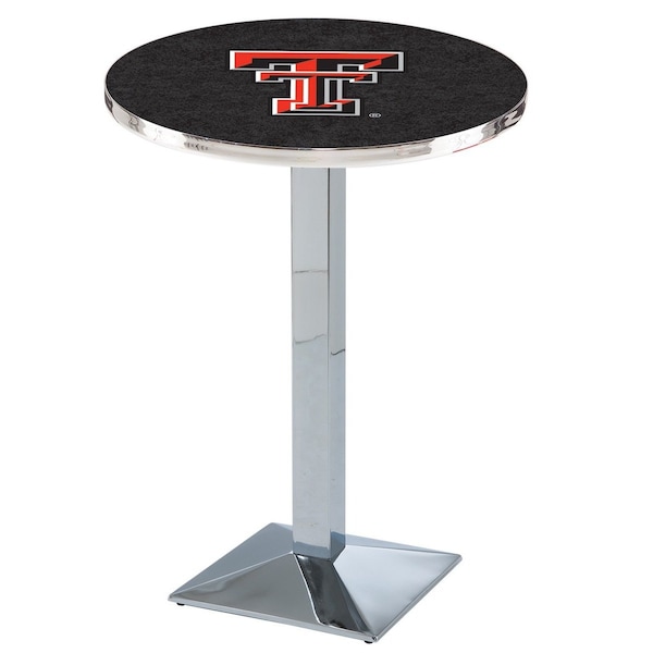 Holland Bar Stool Co 42" Chrome Texas Tech Pub Table, 36" dia. Top - L217C4236TXTECH