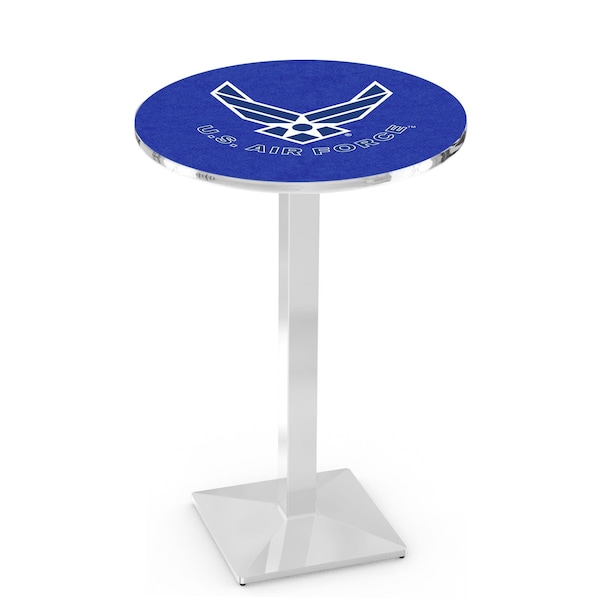 Holland Bar Stool Co 42" Chrome U.S. Air Force Pub Table, 36" dia. Top - L217C4236AIRFOR