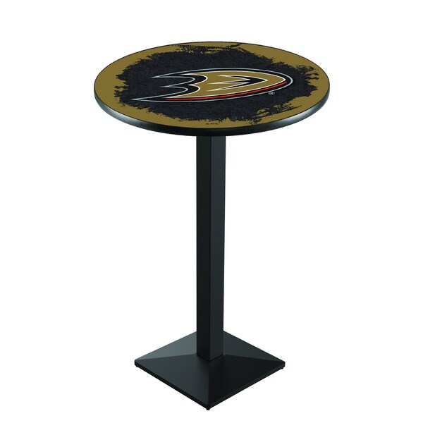 Holland Bar Stool Co 42" Blk Wrinkle Anaheim Ducks Pub Table - L217B4228ANADKS