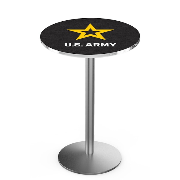 Holland Bar Stool Co 42" Stainless Steel U.S. Army Pub Table, 36" dia. Top - L214S4236ARMY