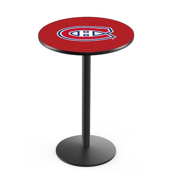 Holland Bar Stool Co 42" Blk Wrinkle Montreal Canadiens Pub Table, 36" dia. Top - L214B4236MONCAN