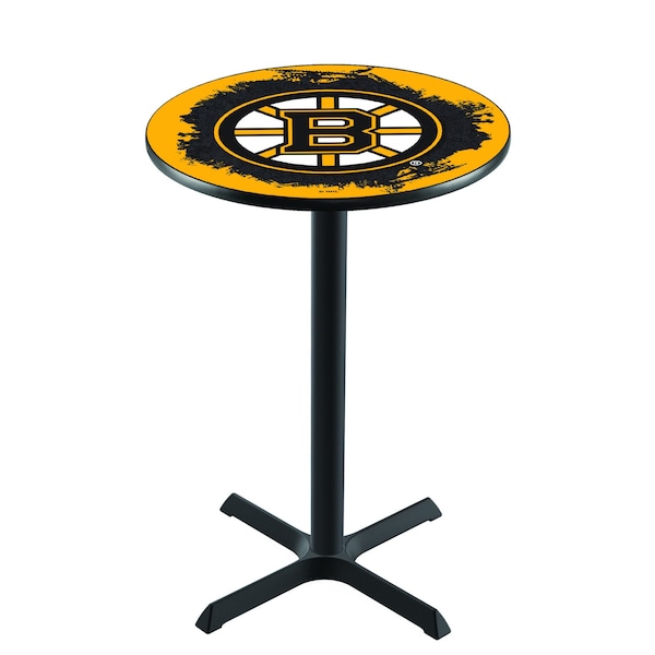 Holland Bar Stool Co 36" Blk Wrinkle Boston Bruins Pub Table - L211B3628BOSBRU