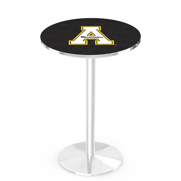 Holland Bar Stool Co 42" Chrome Appalachian State Pub Table, 36" dia. Top - L214C4236APPSTU