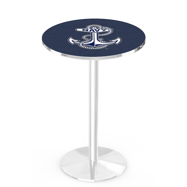 Holland Bar Stool Co 36" Chrome US Naval Academy NAVY Pub Table - L214C3628USNAVA