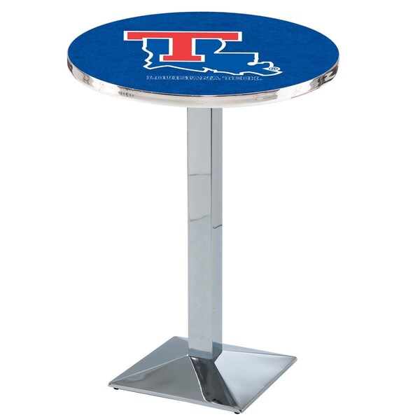 Holland Bar Stool Co 36" Chrome Louisiana Tech Pub Table, 36" dia. Top - L217C3636LATECH