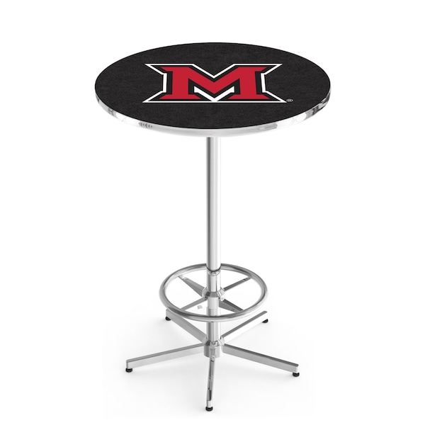 Holland Bar Stool Co 42" Chrome Miami (OH) Pub Table, 36" dia. Top - L216C4236MIA-OH