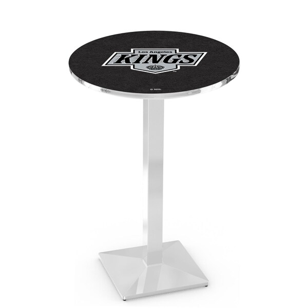 Holland Bar Stool Co 42" Chrome Los Angeles Kings Pub Table, 36" dia. Top - L217C4236LAKING