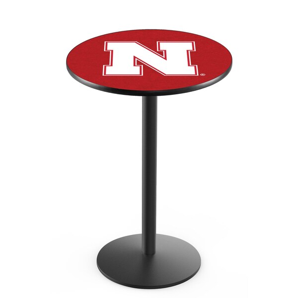 Holland Bar Stool Co 36" Blk Wrinkle Nebraska Pub Table, 36" dia. Top - L214B3636NEBRUN
