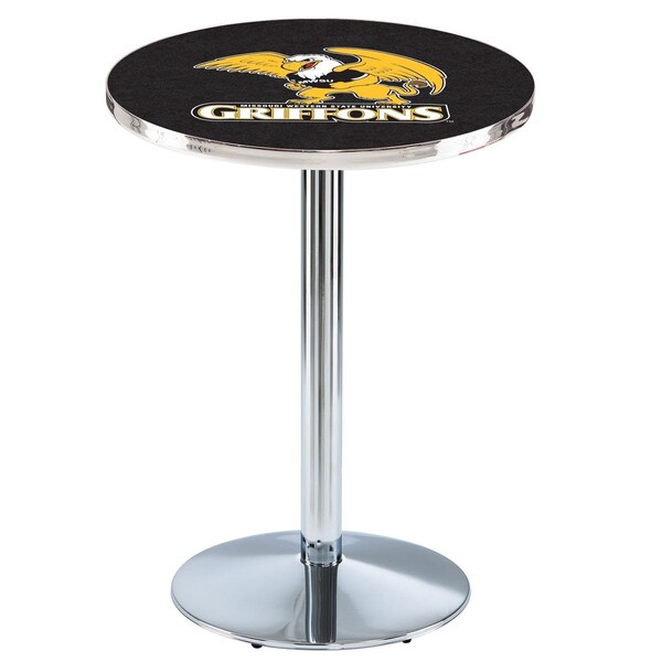Holland Bar Stool Co 42" Chrome Missouri Western State Pub Table, 36" dia. Top - L214C4236MOWST