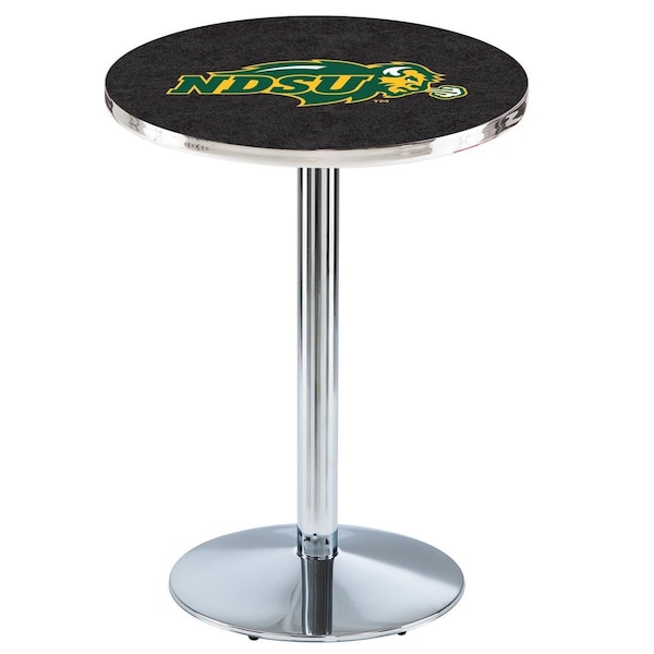 Holland Bar Stool Co 42" Chrome North Dakota State Pub Table, 36" dia. Top - L214C4236NDAKST-B