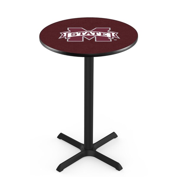 Holland Bar Stool Co 36" Blk Wrinkle Mississippi State Pub Table, 36" dia. Top - L211B3636MSSSTU