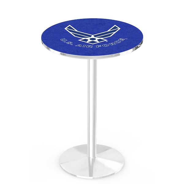 Holland Bar Stool Co 36" Chrome U.S. Air Force Pub Table, 36" dia. Top - L214C3636AIRFOR