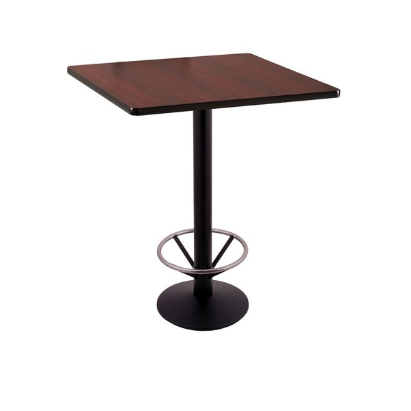 Holland Bar Stool Co 42" 214 Black Table, 30" x 30" Square Top, Foot Ring - 214-1642BW30SQFTRG