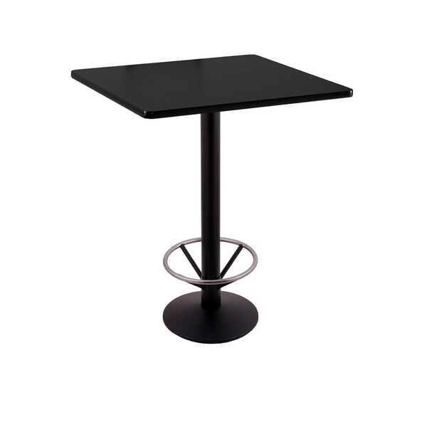 Holland Bar Stool Co 42" 214 Black Table, 30" x 30" Square Top, Foot Ring - 214-1642BW30SQFTRG