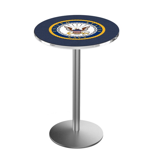 Holland Bar Stool Co 42" Stainless Steel U.S. Navy Pub Table - L214S4228NAVY